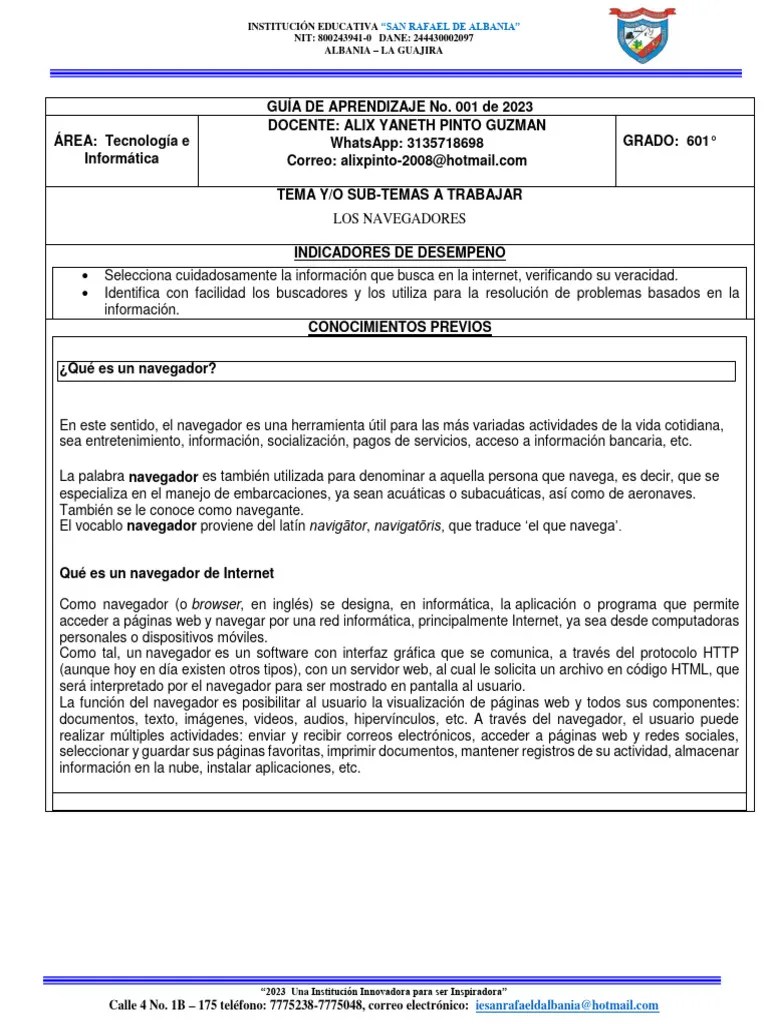 Guia De Tecnologia E Informatica Grado 6 | PDF | Página Web | Hipervínculo