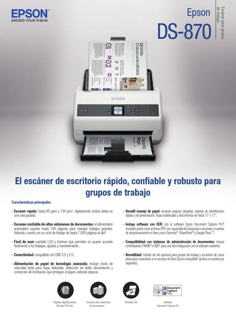 Especificaciones Técnicas Escáner DS 870 PDF | PDF | Escáner De Imagen | Informática
