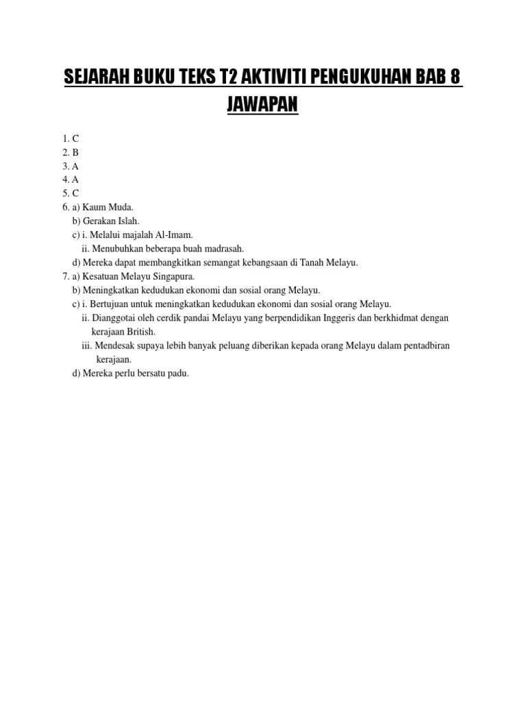 Buku teks sejarah tingkatan 2 kssm. Sejarah Buku Teks Tingkatan 2 Aktiviti Pengukuhan Bab 8 Jawapan Pdf