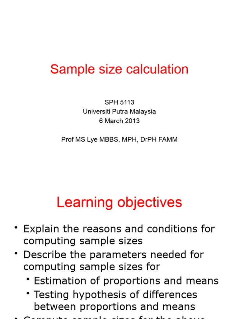 SAMPLE SIZE V2 | PDF | Sample Size Determination | Standard Deviation