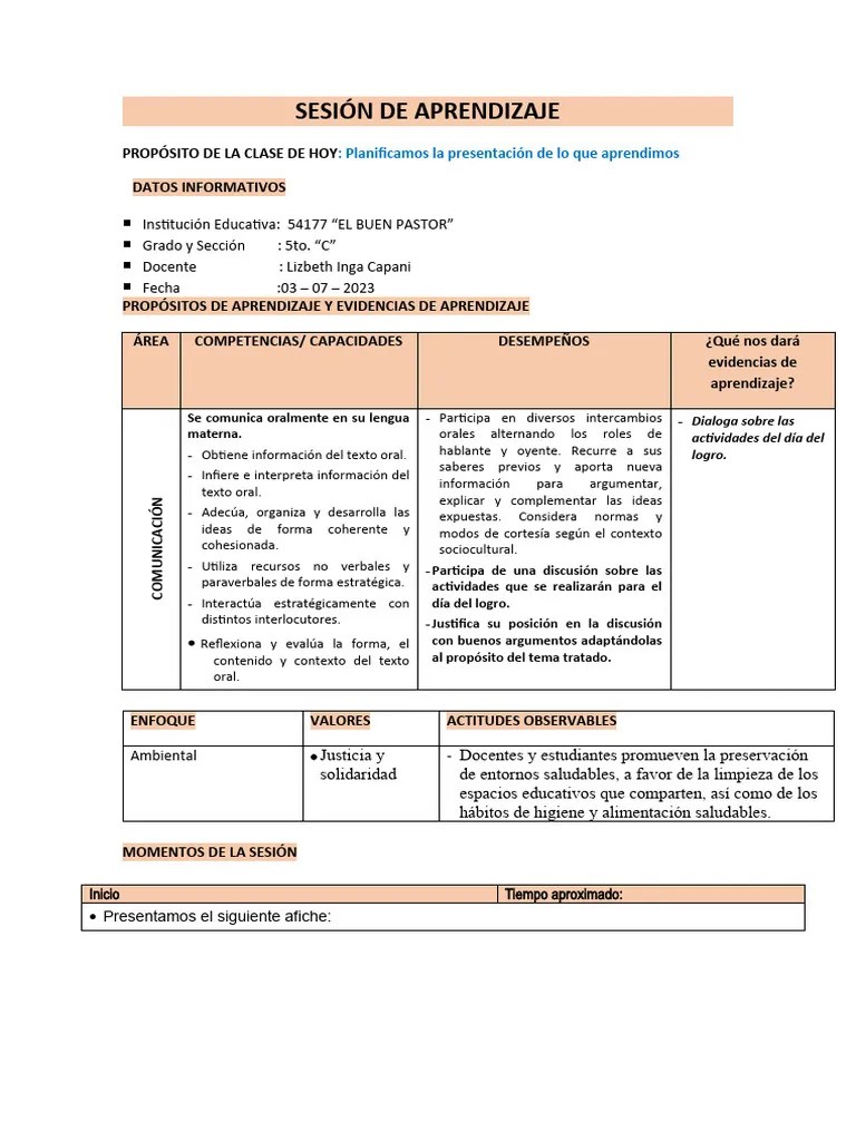 Sesión De Aprendizaje 03 De Julio Comunicacion | PDF | Aprendizaje ...