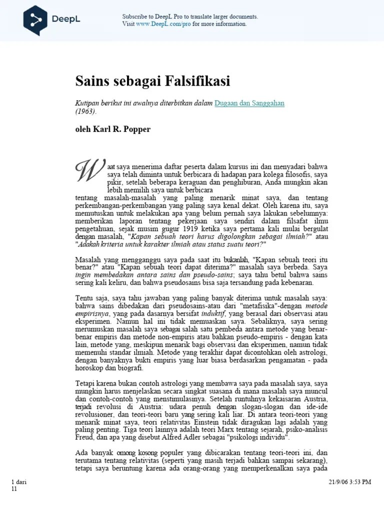 Science As Falsification Karl R Popper Id | PDF | Filsafat