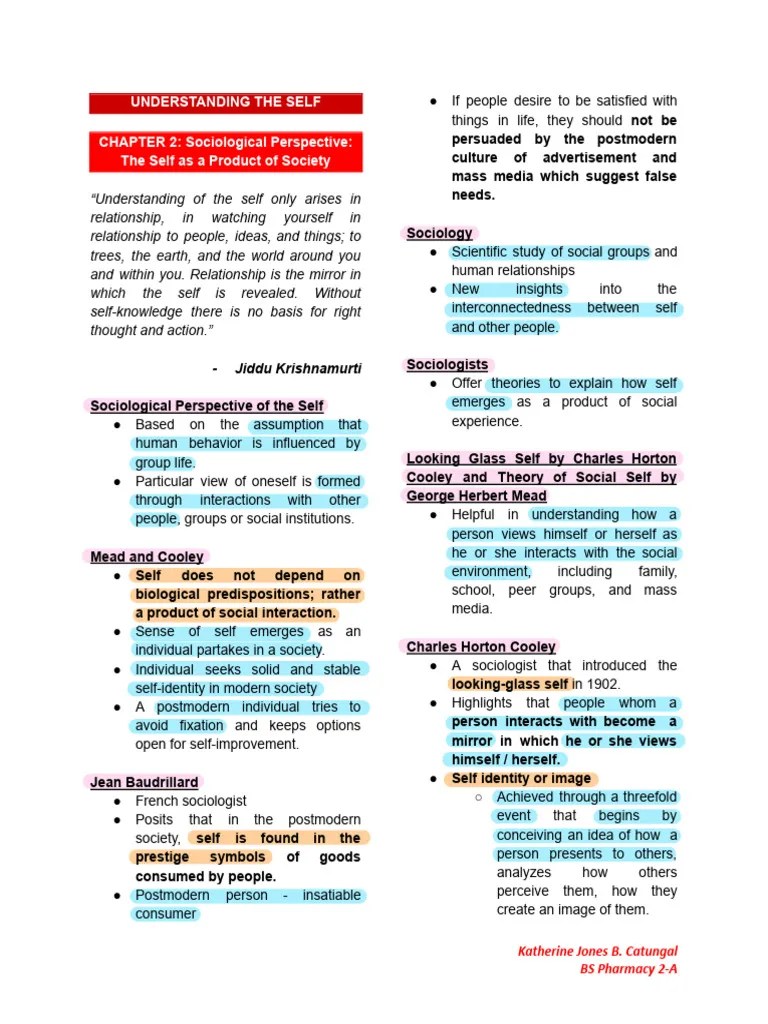UTS-Sociological And Anthropological Self | PDF | Self Concept | Identity (Social Science)