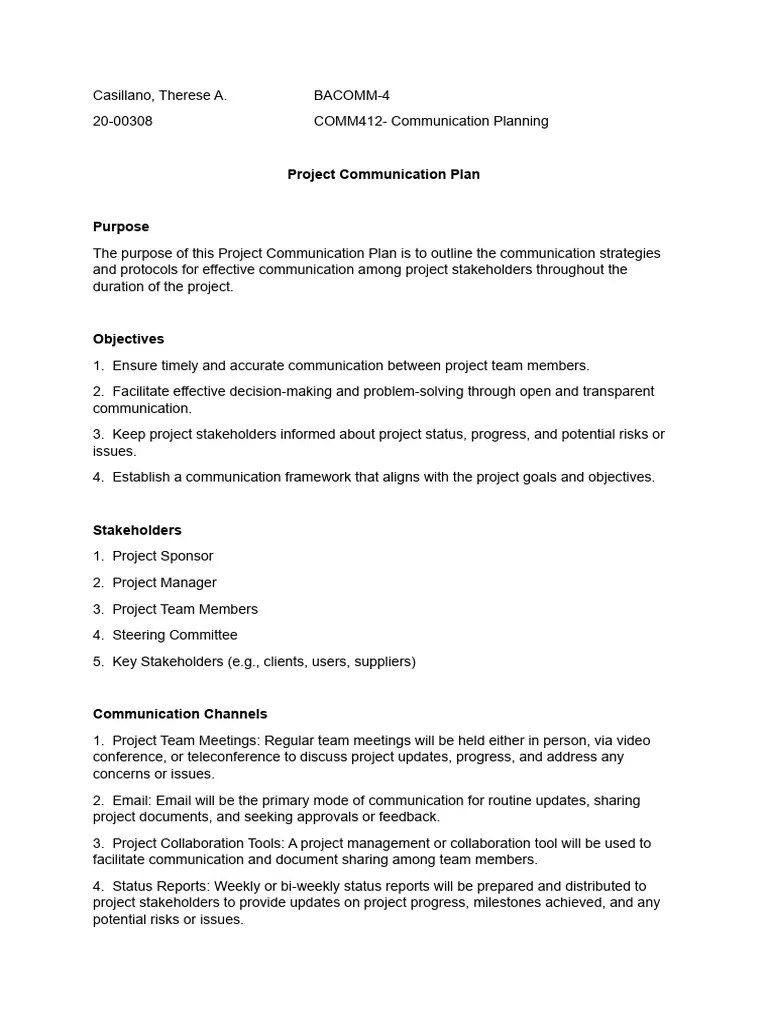 Project Comm Plan | PDF | Communication | Project Management