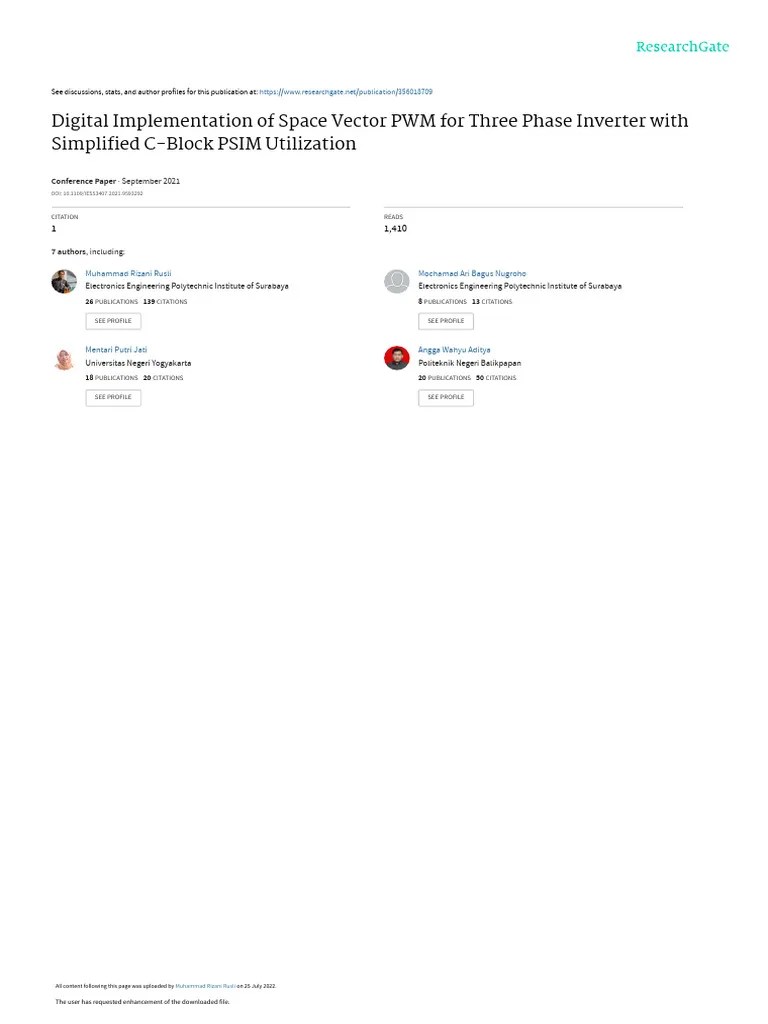 Digital Implementation Of Space Vector PWM For Three Phase Inverter ...