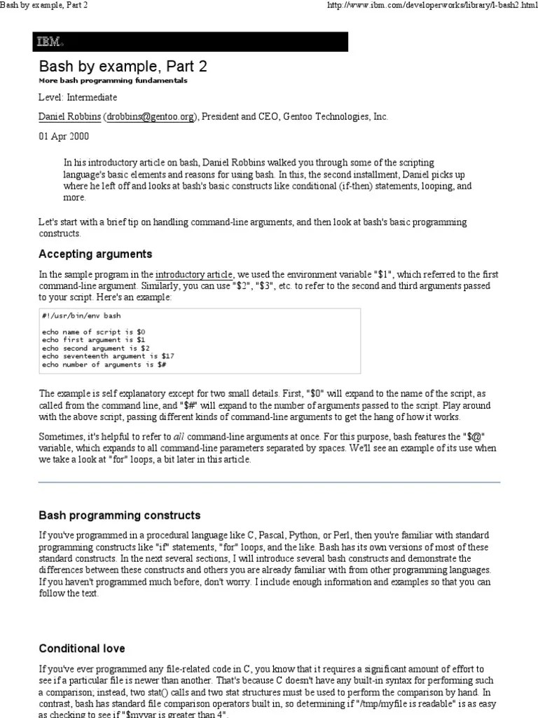 Bash By Example, Part 2 | PDF | Control Flow | Command Line Interface