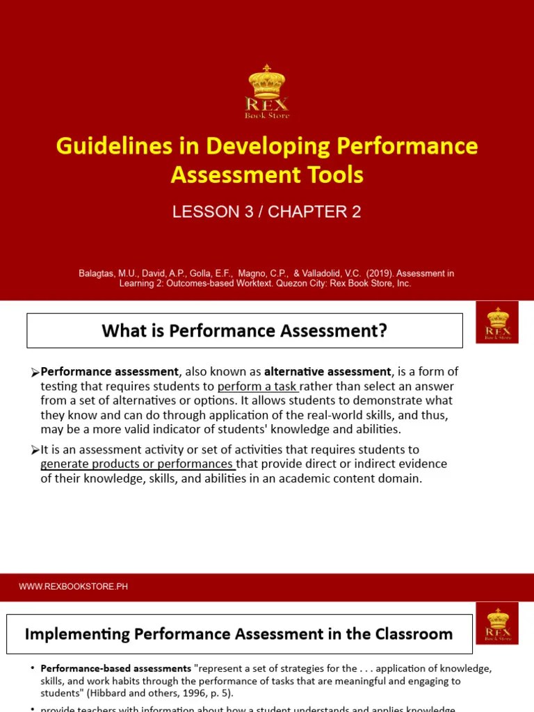Performance Assessment Guidelines | PDF | Rubric (Academic) | Cognition