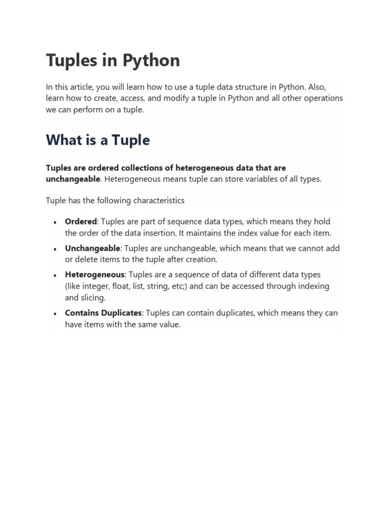 Tuple, List, Dictionary | PDF | Computer Programming | Mathematical Logic