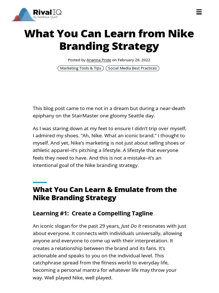 What You Can Learn From Nike Branding Strategy - Rival IQ | PDF | Brand ...