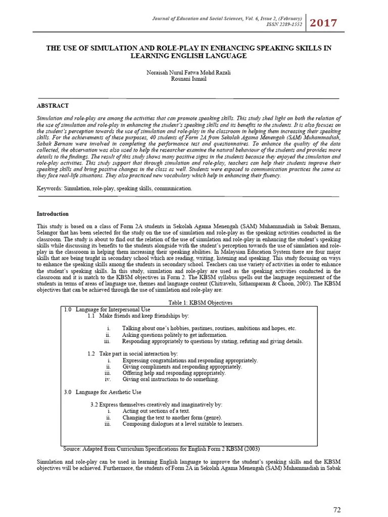 The Use Of Simulation And Role-Play In Enhancing Speaking Skills In ...