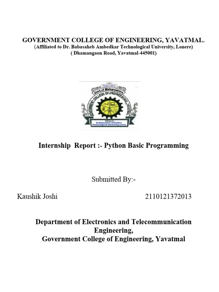 INternship Report | PDF | Python (Programming Language) | Computer Program