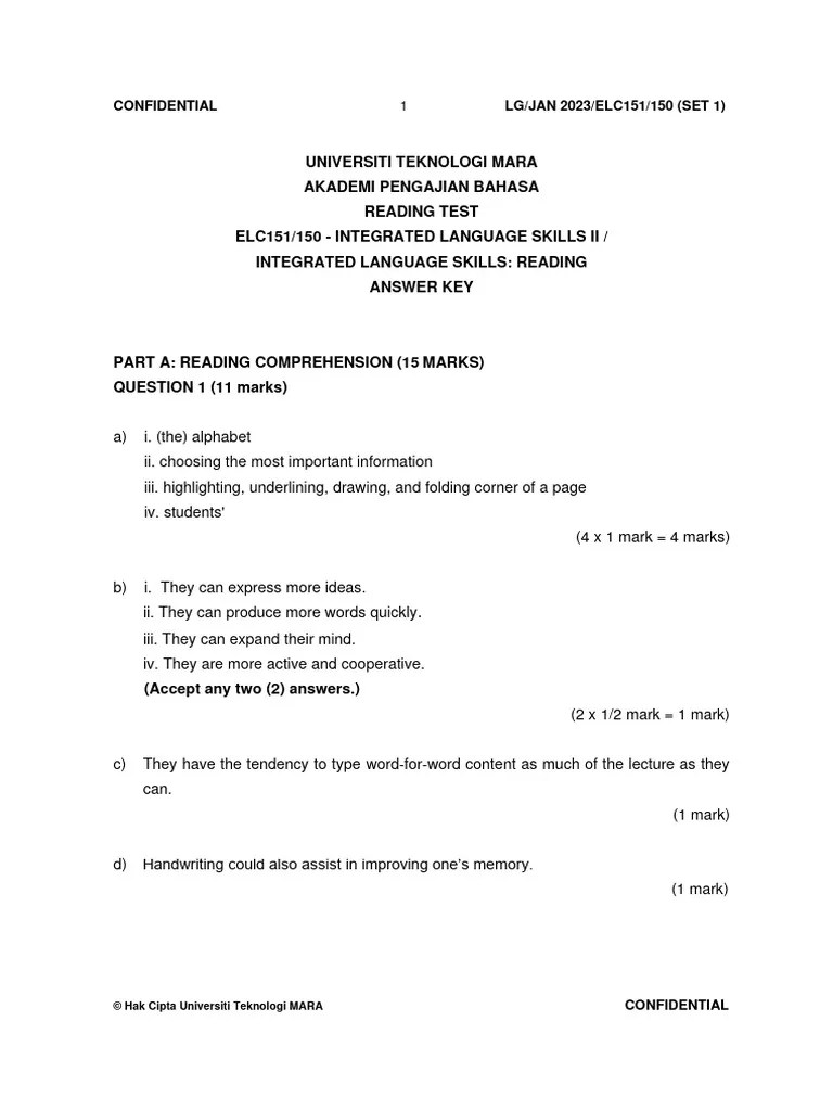 Reading Set Jan 23 - Answer Key | PDF | Human Communication | Learning