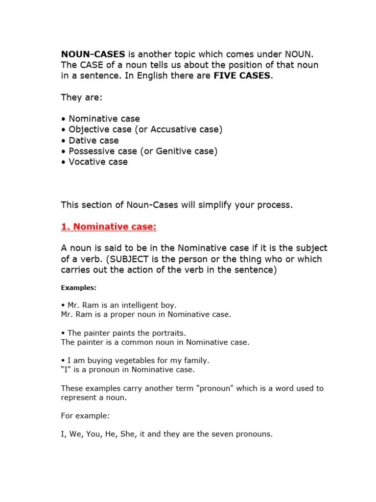 Noun Cases | PDF | Semiotics | Grammar