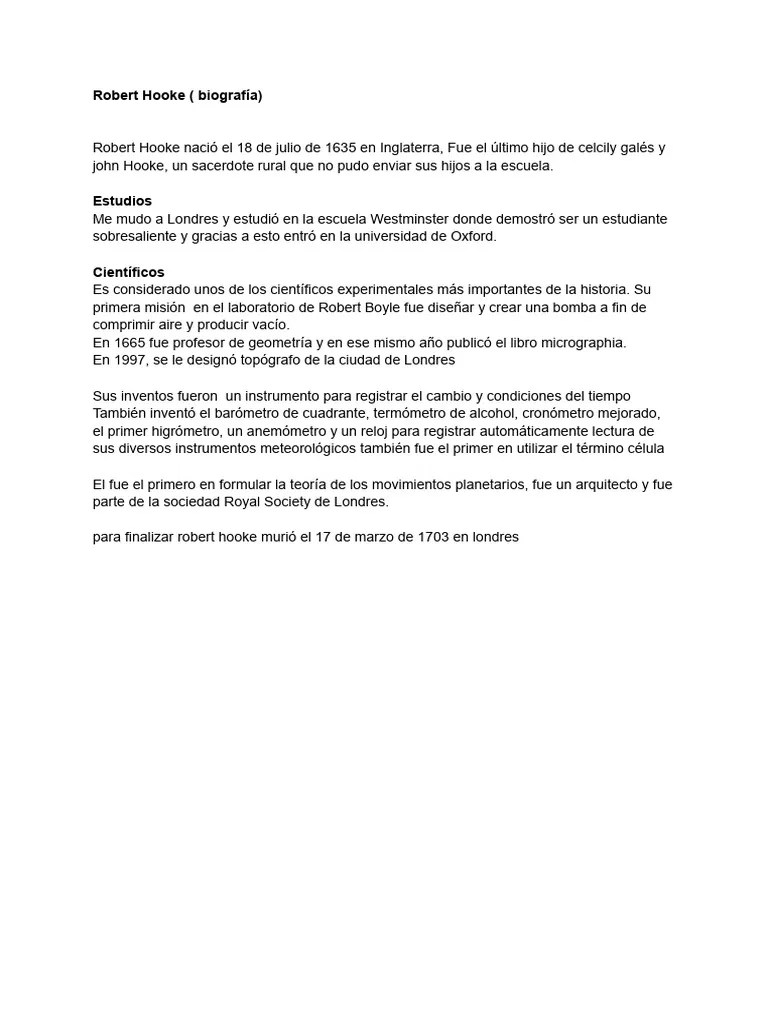 Robert Hooke (Biografía) | PDF | Arte