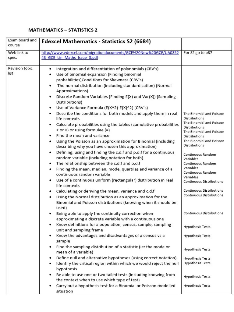 Mathematics - Statistics 2 | PDF | Probability Distribution | Variance