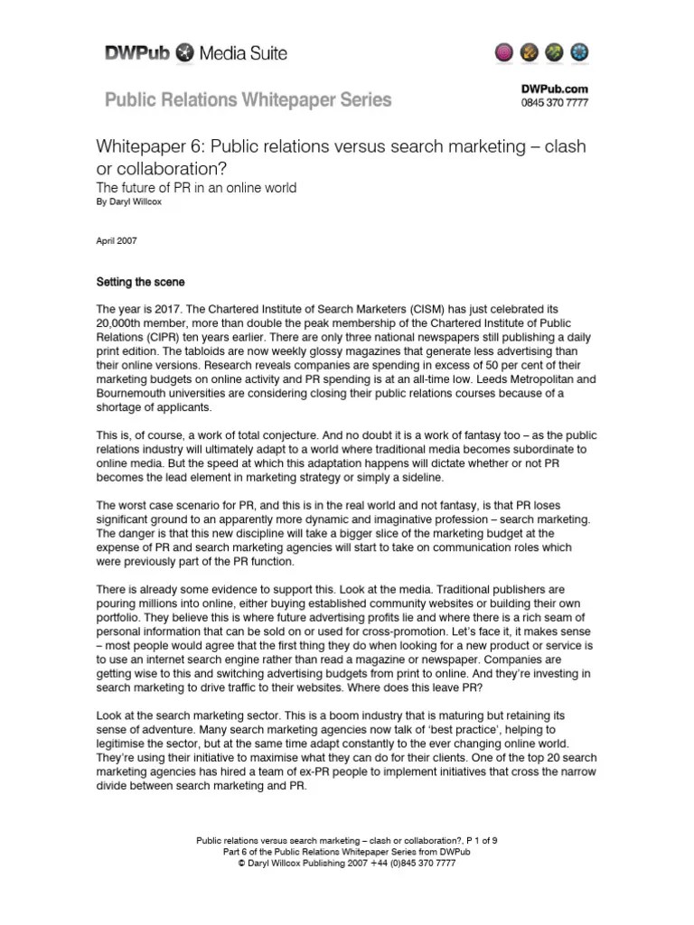 Var WWW Dwpub - Com Htdocs Docs Whitepapers DWPub Public Relations Whitepaper6 Public Relations ...