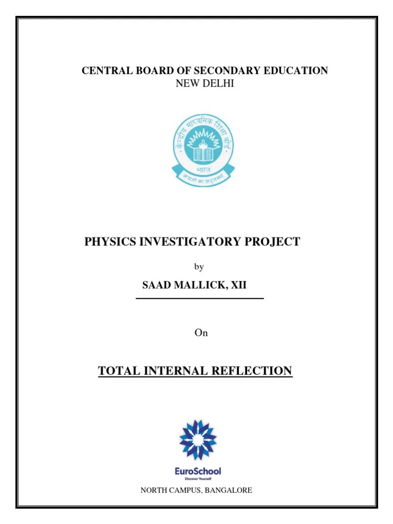 Physics Investigatory Project 2 | PDF | Optical Fiber | Reflection ...