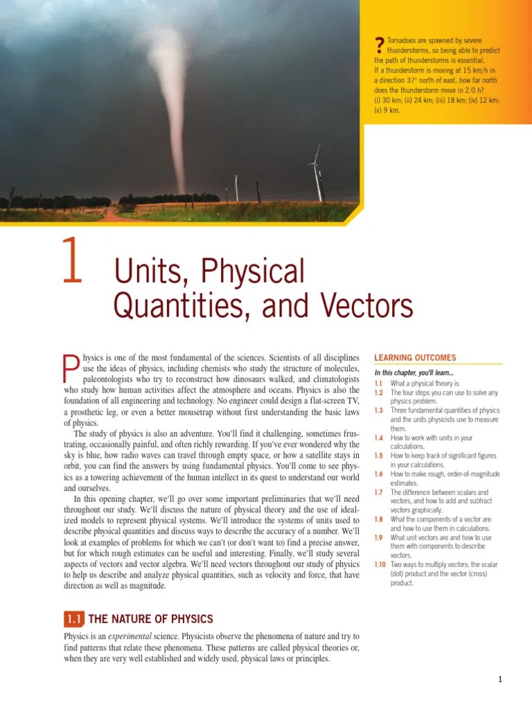 1.units, Physical Quantities And Vectors | PDF | Significant Figures | Kilogram