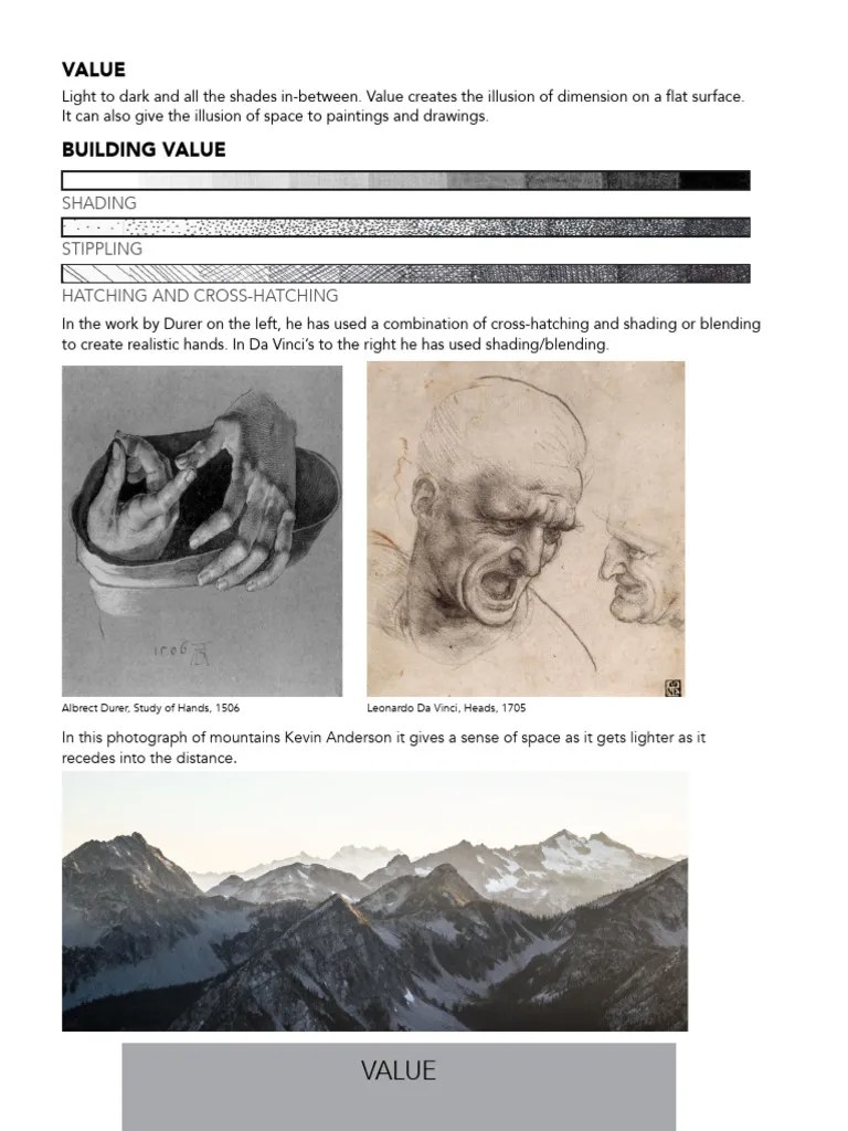 03 - Element Of Value Worksheets And Visual Art Mini-Lessons | PDF ...