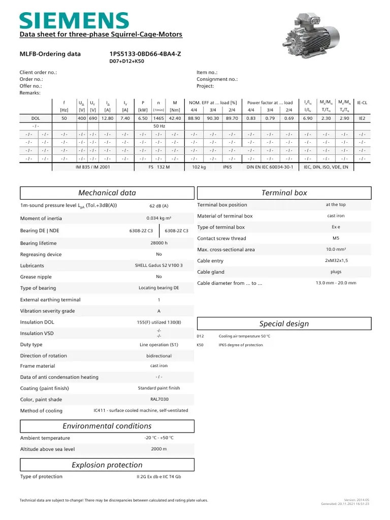 Siemens Motor | PDF | Mechanical Engineering | Applied And Interdisciplinary Physics