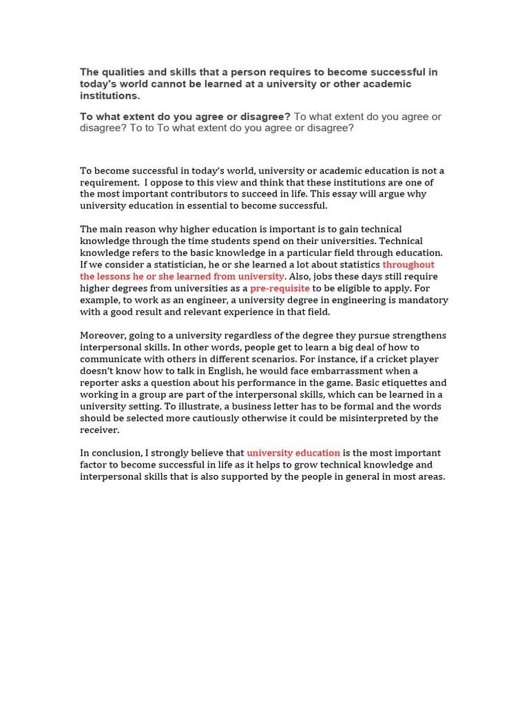 Agree Disagree Ielts Essay | PDF | Career & Growth