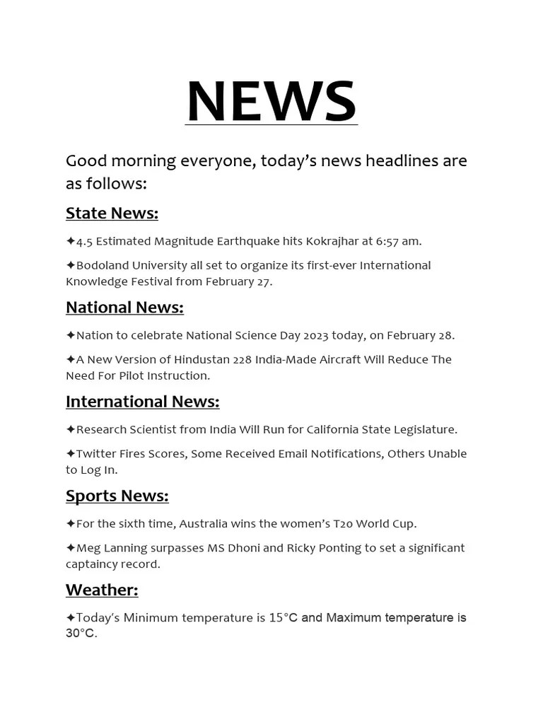 News For School Assembly | PDF