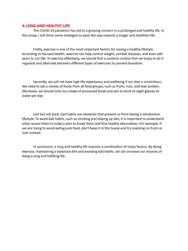 A Long And Healthy Life | PDF