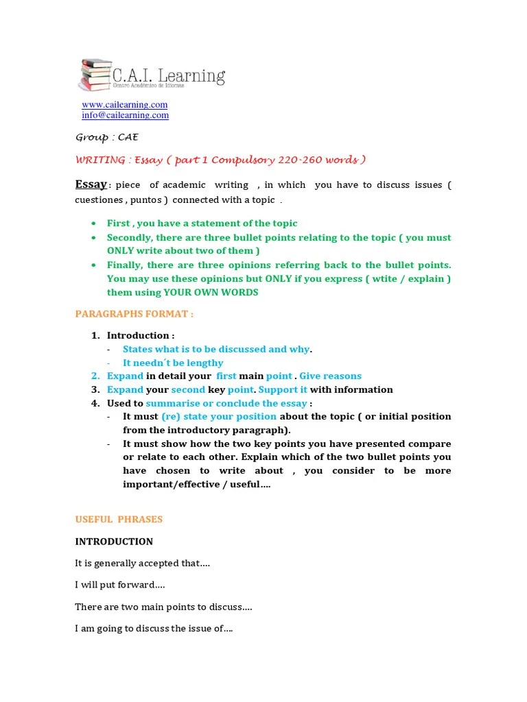 Writing Part 1 Essay Cae | PDF | Essays | Argument