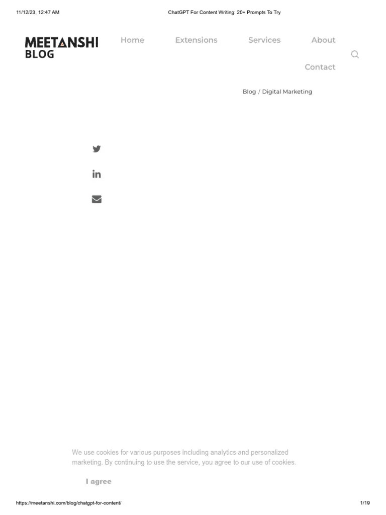 ChatGPT For Content Writing - 20+ Prompts To Try | PDF | Analytics ...