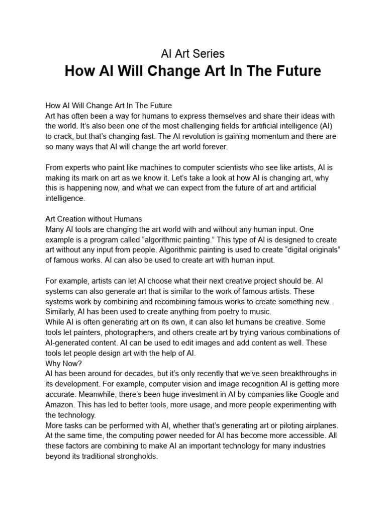 AI Art Series - How AI Will Change Art In The Future | PDF | Artificial Intelligence ...