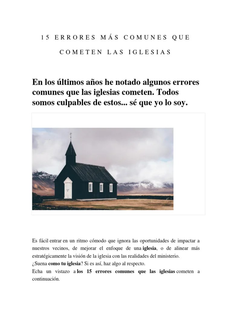 15 Errores Más Comunes Que Cometen Las Iglesias | PDF | Escuela ...