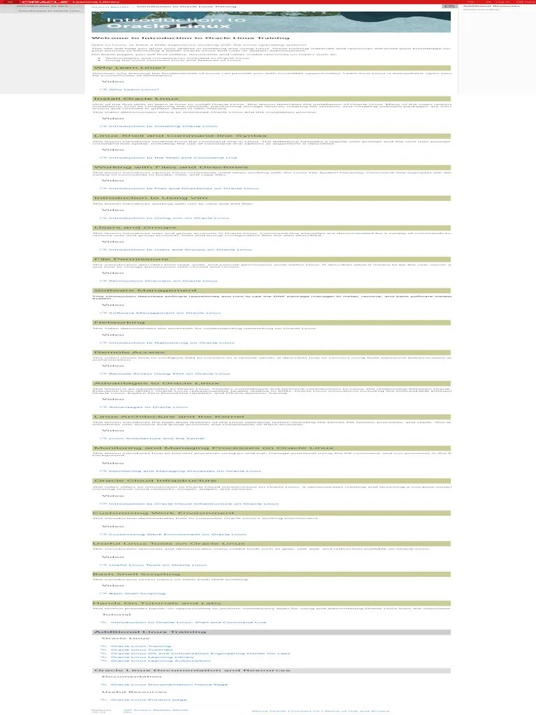 Introduction To Oracle Linux Training | PDF | Linux | Command Line ...