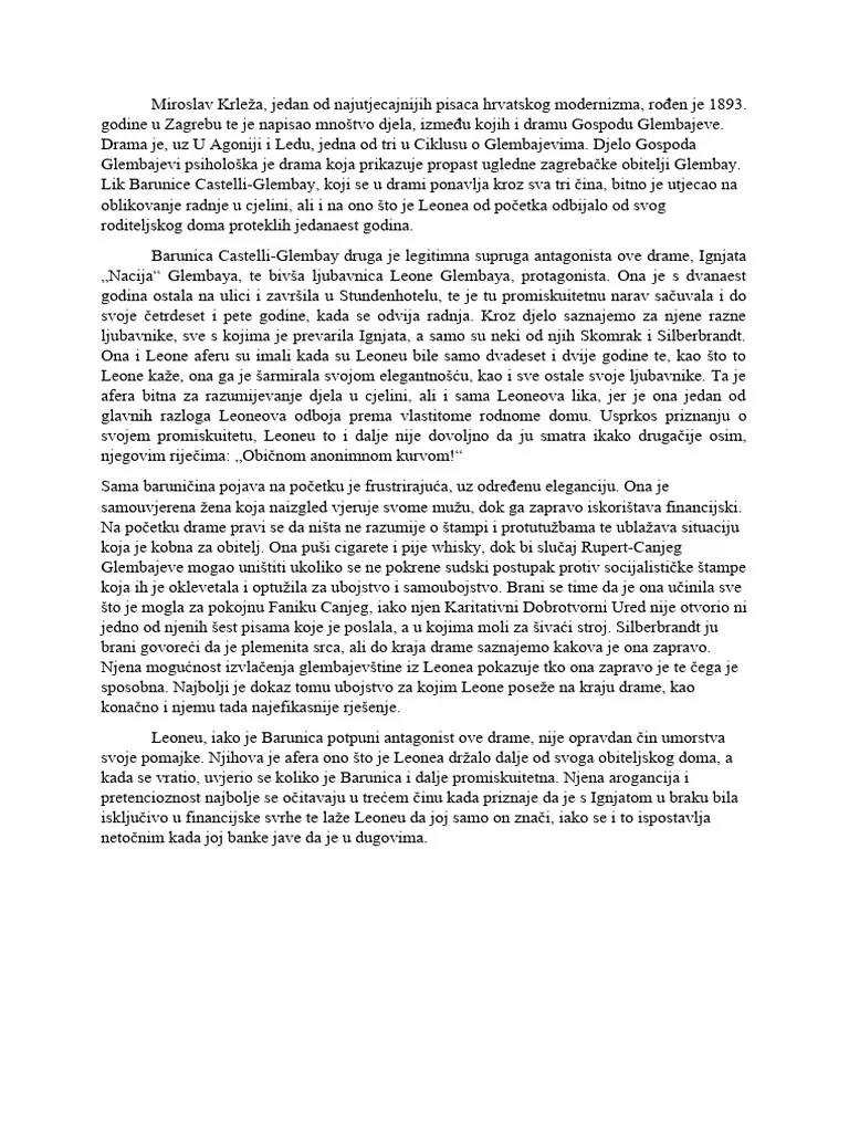 Esej - Gospoda Glembajevi | PDF