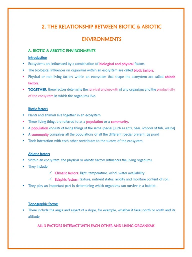 THE RELATIONSHIP BETWEEN BIOTIC & ABIOTIC ENVIRONMENTS (ST) | PDF | Ecological Niche | Ecosystem
