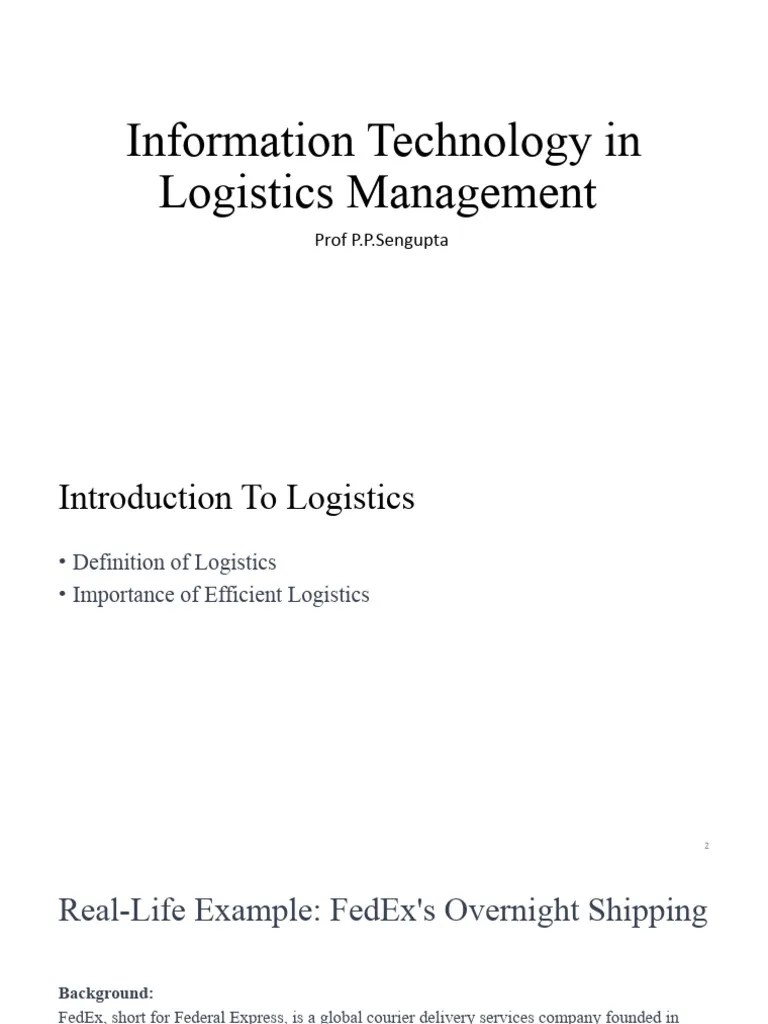 Information Technology In Logistics Management | PDF | Warehouse ...
