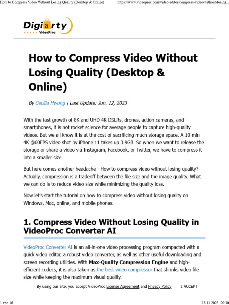 How To Compress Video Without Losing Quality (Desktop & Online) | PDF ...