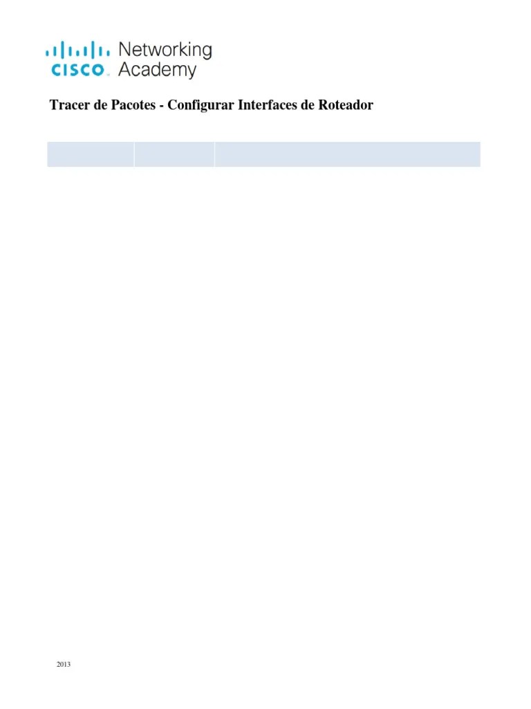1.4.7 Packet Tracer - Configure Router Interfaces | PDF | Endereço De ...