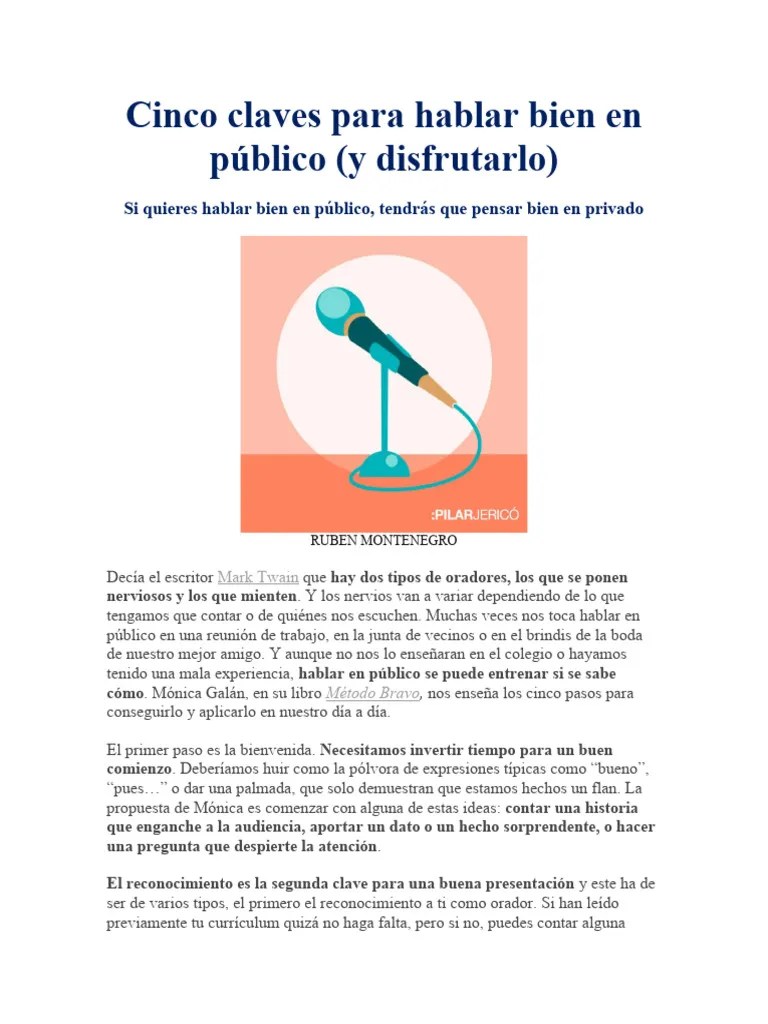 Cinco Claves Para Hablar Bien En Público | PDF