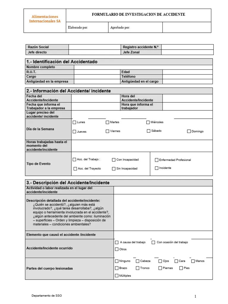 Formato De Investigación De Accidente | PDF