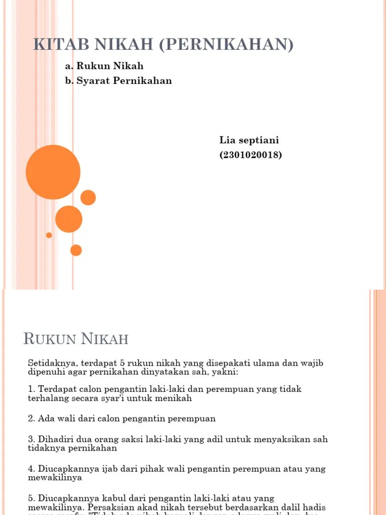 Fiqih Kitab Nikah Rukun Nikah | PDF