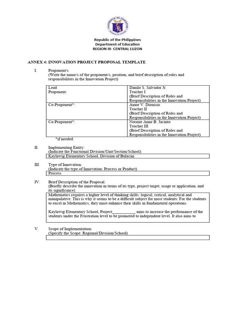 INNOVATION-Proposal-Template | PDF | Innovation | Information