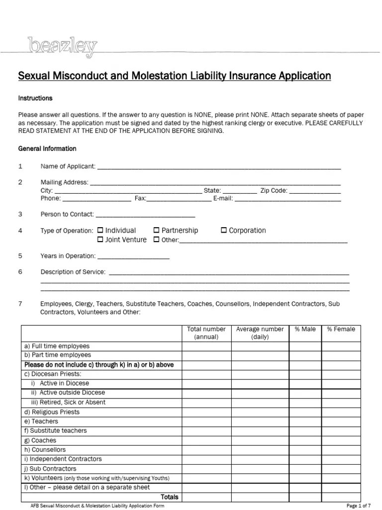Sexual Abuse And Molestation App | PDF | Sexual Abuse | Insurance