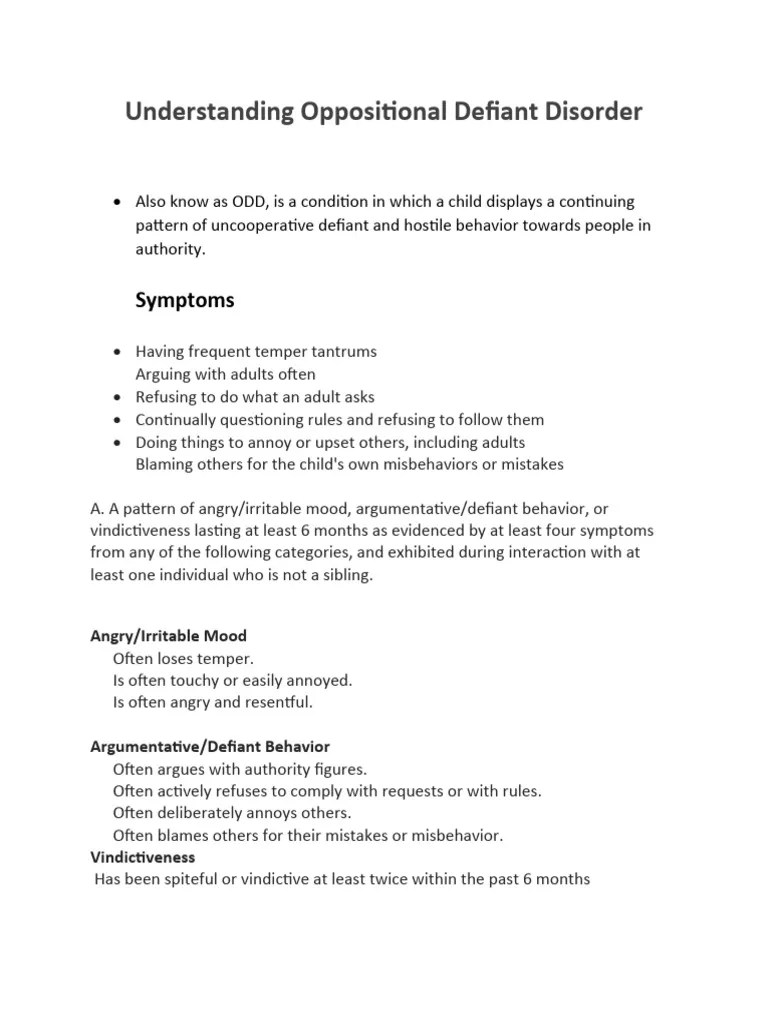 Understanding Oppositional Defiant Disorder | PDF | Mental Disorder ...