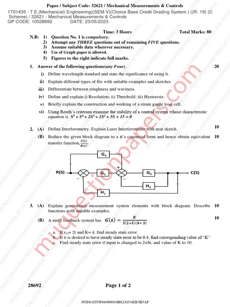 Be - Mechanical Engineering - Semester 5 - 2023 - May - Mechanical ...