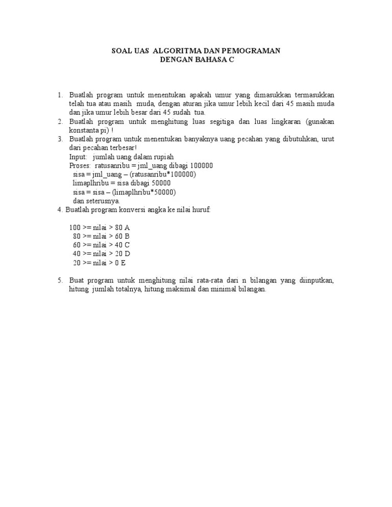 Contoh Soal Uts Logika Dan Algoritma - Revisi Id