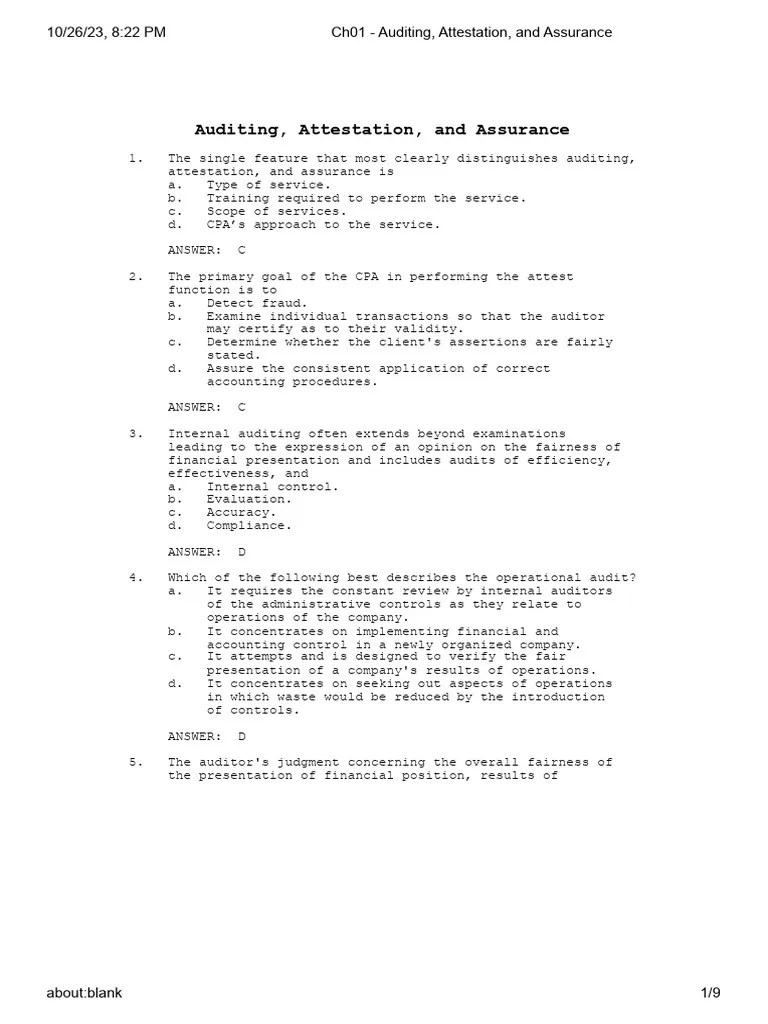 Ch01 Auditing Attestation And Assurance | PDF | Audit | Auditor's Report