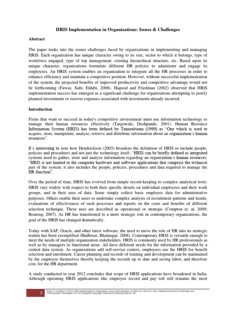 HRIS Implementation In Organizations Iss | PDF | Business | Computing