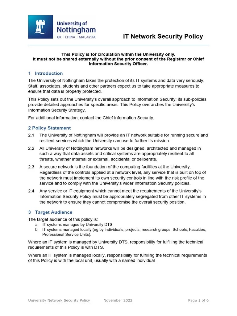 UoN IT Network Security Policy V3 | PDF | Computer Network ...