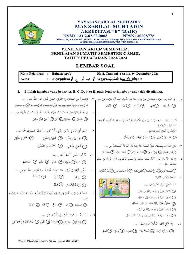 Kop Soal PAS Ganjil 2023-2024 | PDF