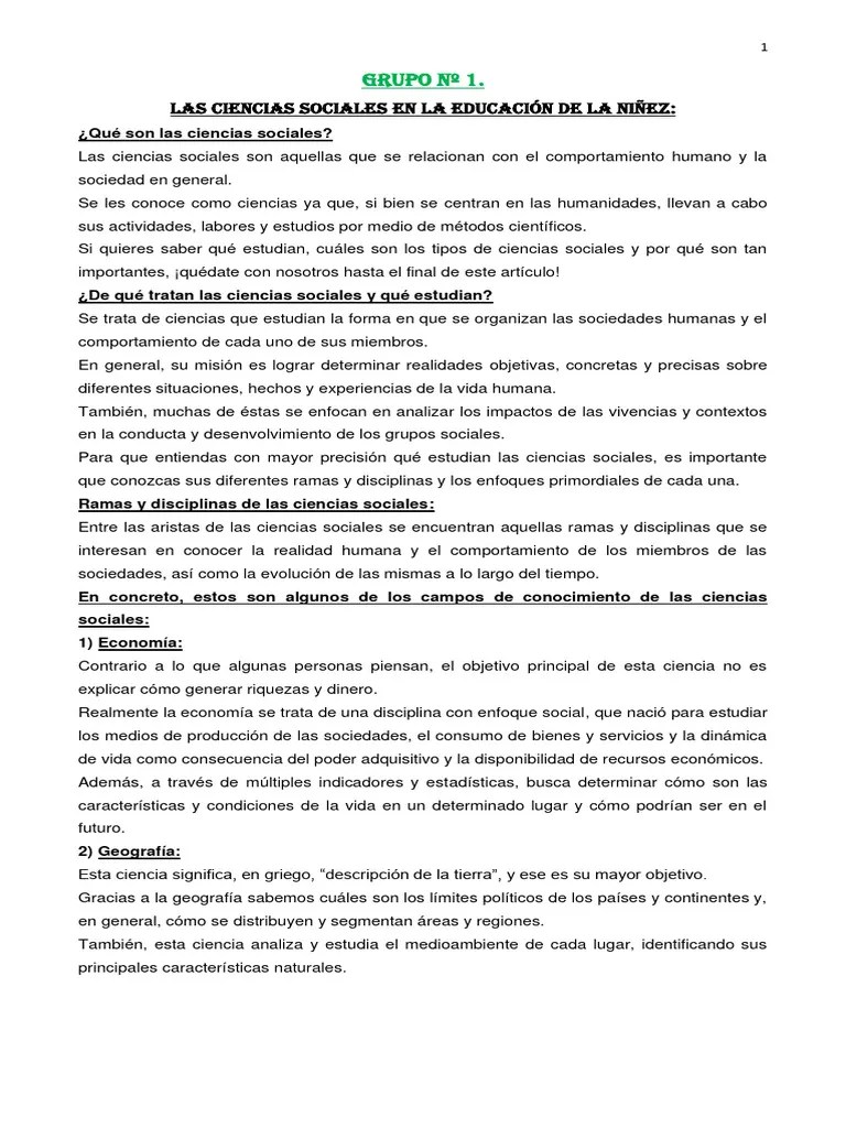 Las Ciencias Sociales En La Educación De La Niñez | PDF | Geografía | Ciencias Sociales